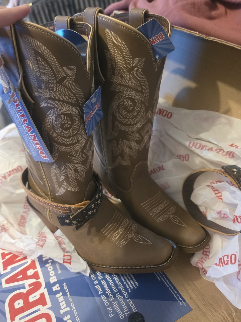 Durango Brown Western Cowboy Boots with Accessory